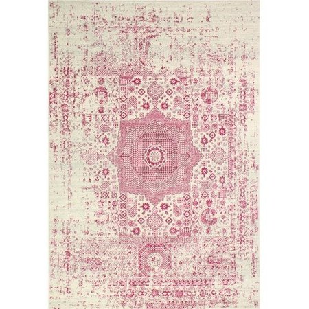 BASHIAN Bashian E110-IVFUC-5X7.6-5438A Everek Collection Abstract Transitional Polypropylene Machine Made Area Rug; Ivory & Fuchsia - 5 ft. x 7 ft. 6 in. E110-IVFUC-5X7.6-5438A